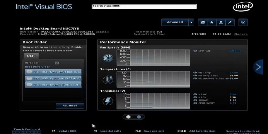 BIOS MENU 