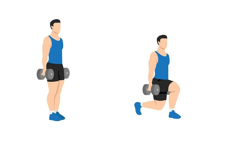 لانگ راه‌رفتنی با نگه داشتن وزنه