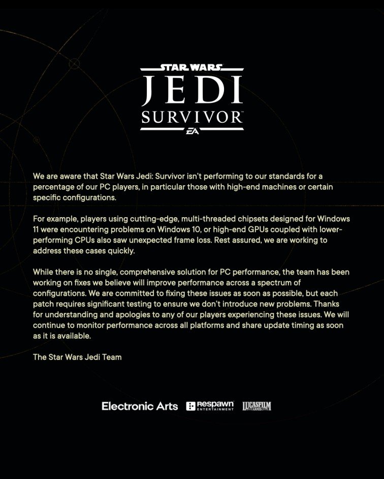 مشکلات بازی Star Wars Jedi: Survivor