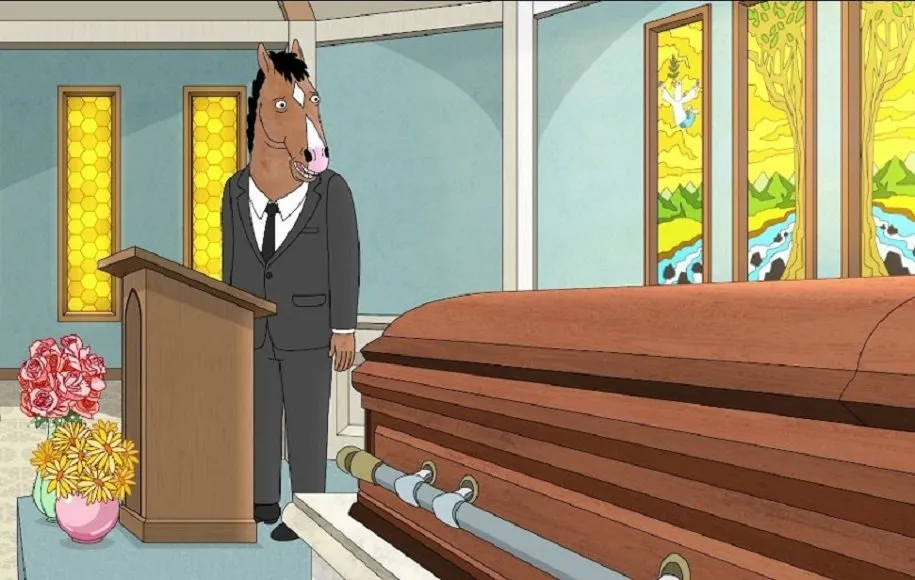 بوجک هورسمن در مراسم ترحیم مادرش