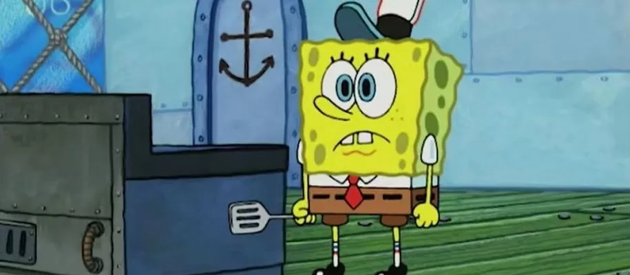 باب اسفنجی در برابر ربات همبرگرپز