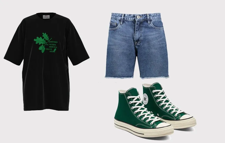 استایل با تی شرت لانگ و شلوارک