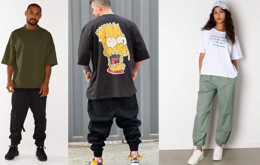 استایل با تی شرت لانگ و شلوار اسلش