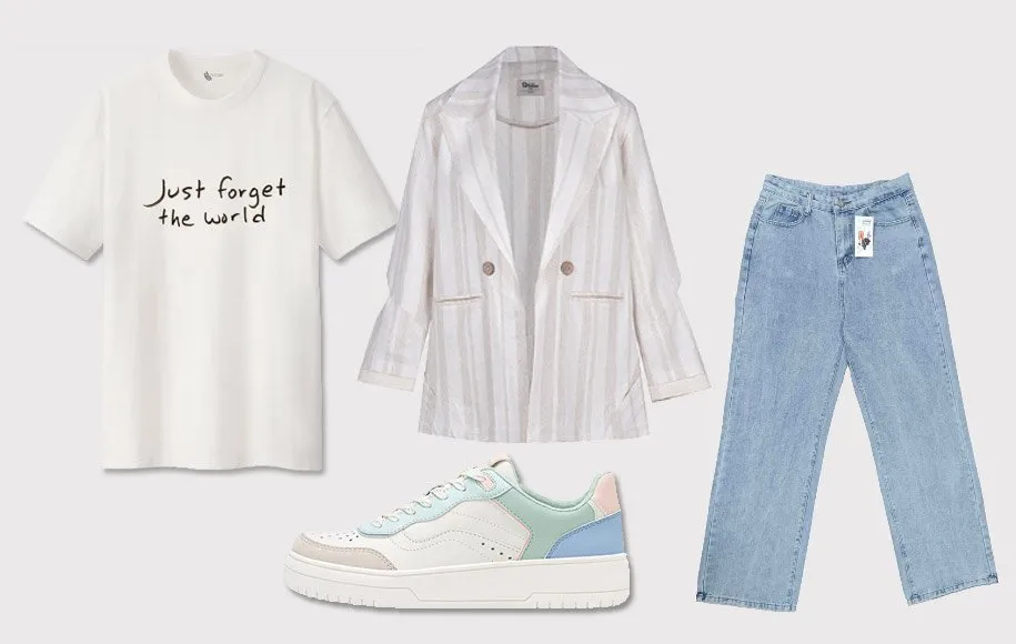 استایل با تی شرت لانگ و مانتوی کتی اورسایز