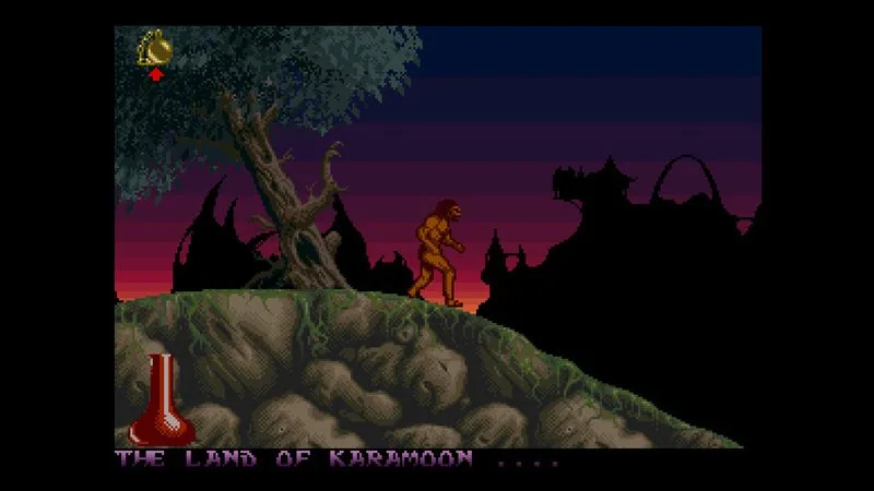 تصویری از یک مرد که در بیشه زار قدم می زند در بازی Shadow of the Beast که سخت ترین بازی های دنیا را هم روسفید میکند.