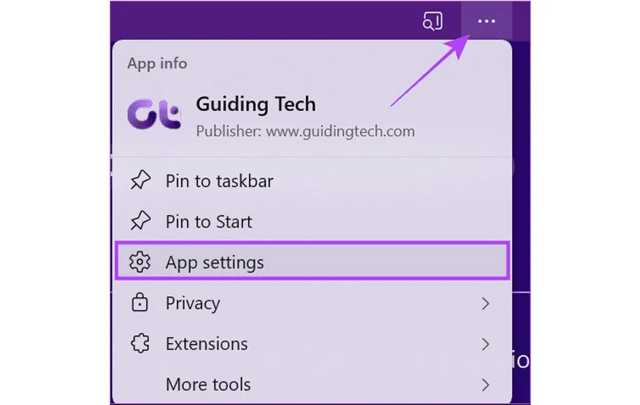 تنظیمات تبدیل سایت به برنامه در اج