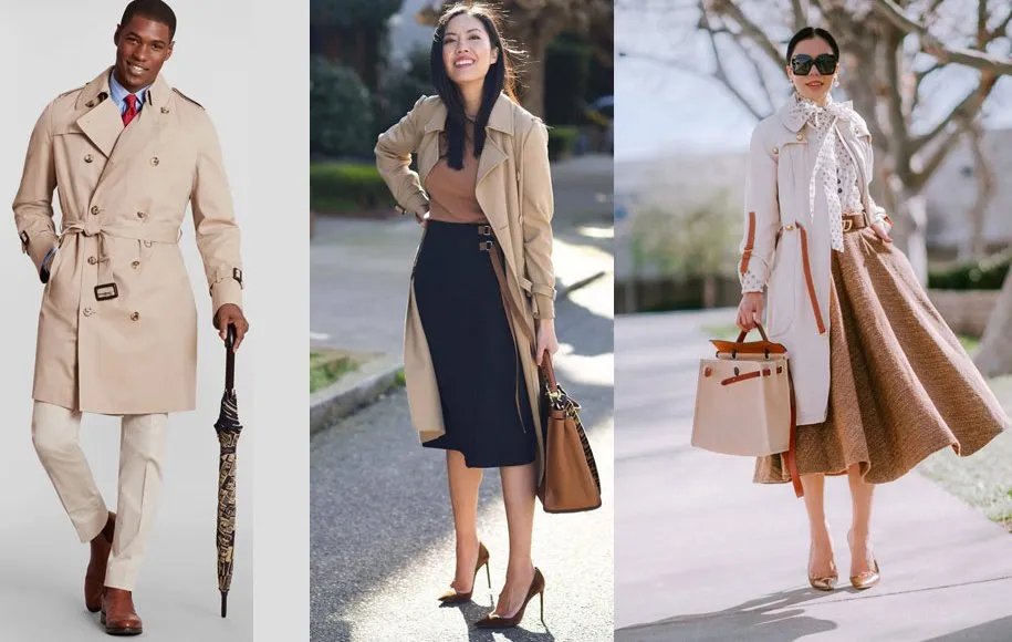 استفاده از ترنچ کت در استایل وینتیج و ست کردن آن با دامن یا شلوار پارچه ای