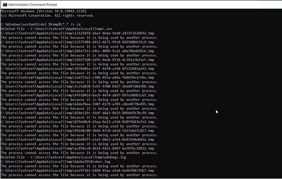 windows clean files command prompt ۱۰