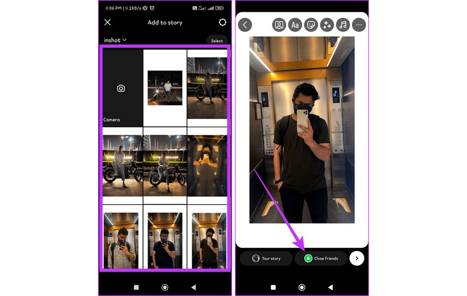 share instagram posts reels stories with close friends 6