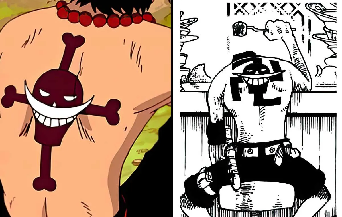 تفاوت خالکوبی ایس در مانگا و انیمه وان پیس