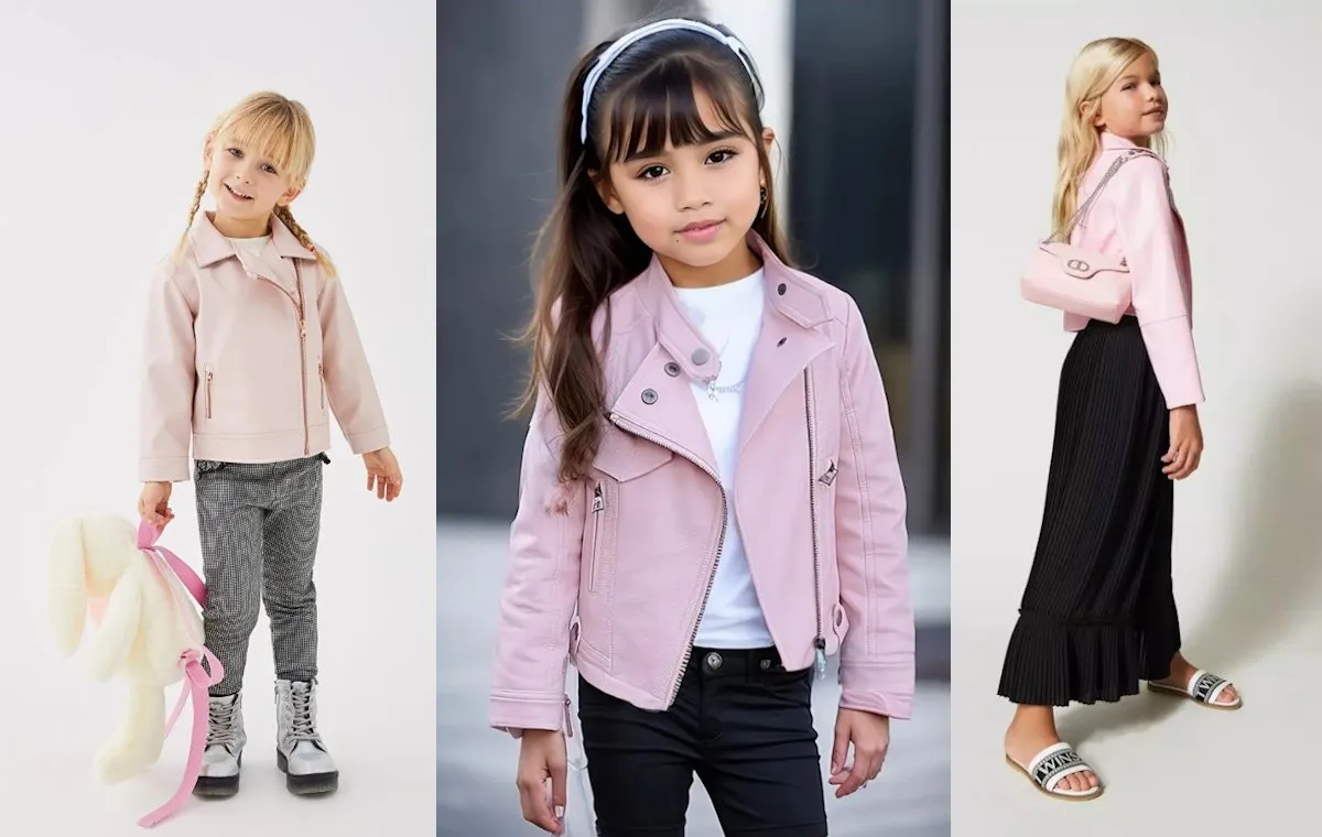 استایل کت چرم دخترانه صورتی