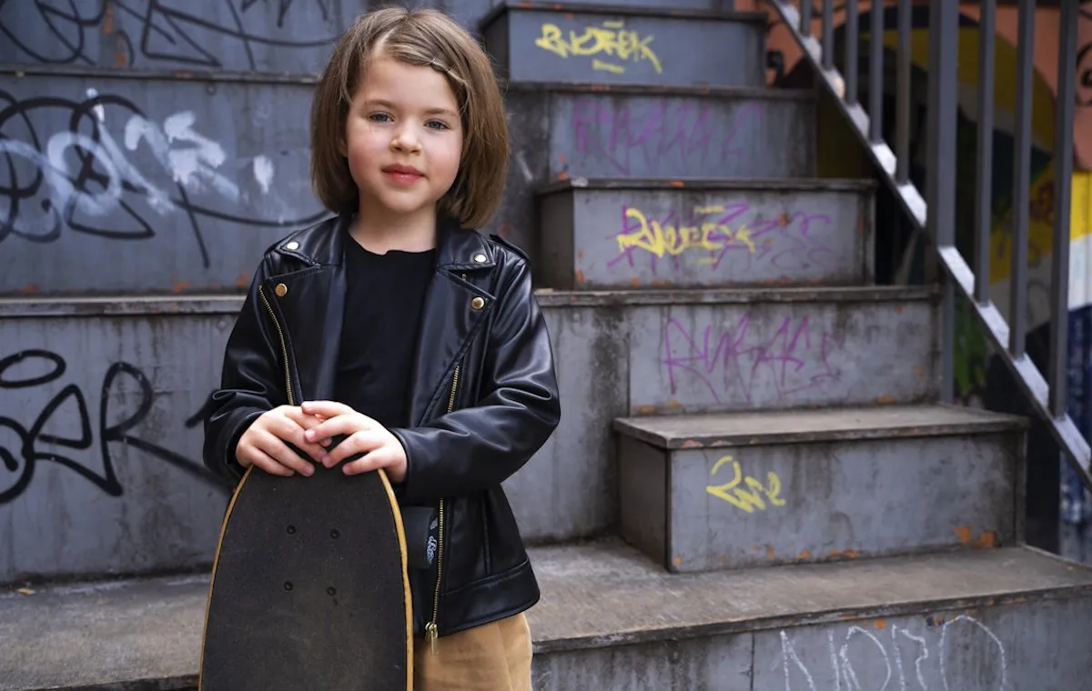 استایل با کت چرم دخترانه