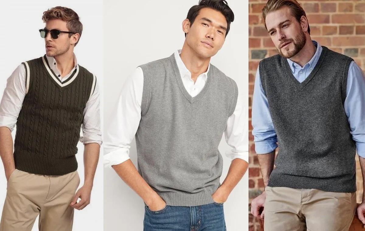 استایل با وست بافتنی و پیراهن مردانه