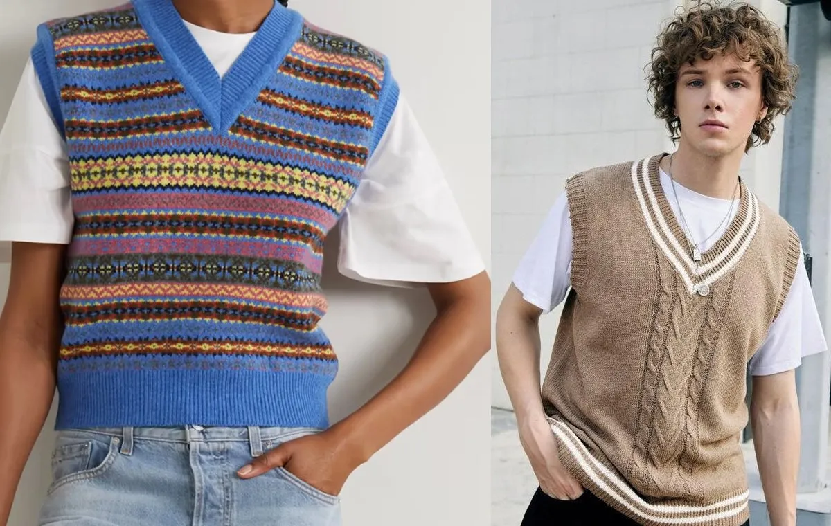 ست کژوال و اسپرت با وست بافتنی و تی‌شرت