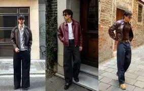 استایل با کت چرم مردانه روزمره و اسپرت