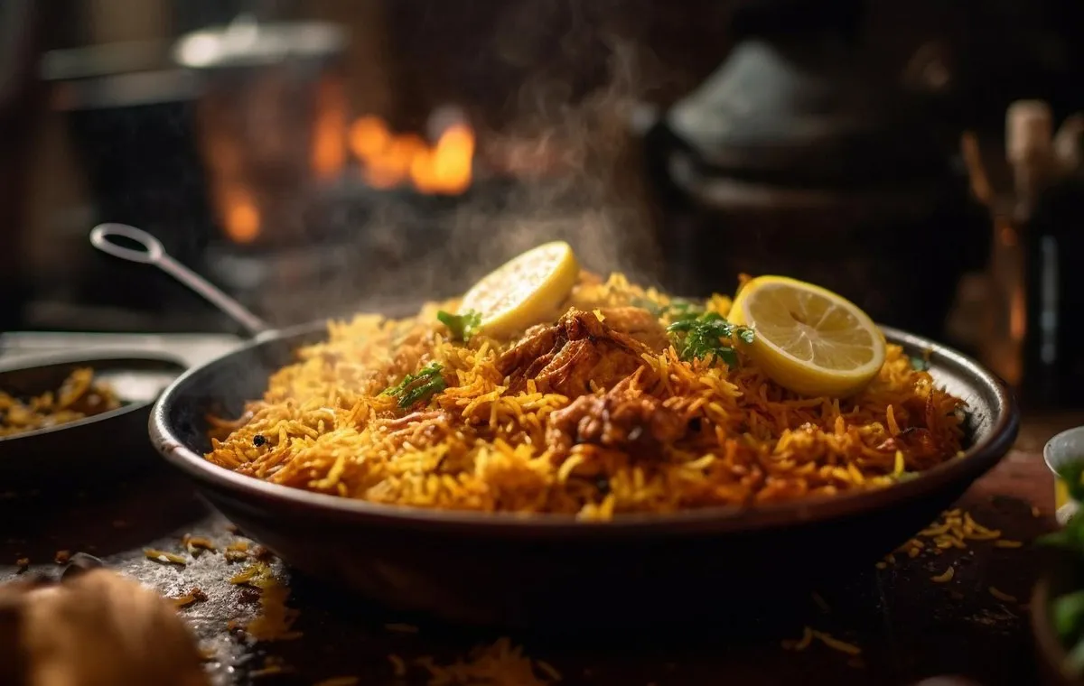 یک بشقاب پر از برنج