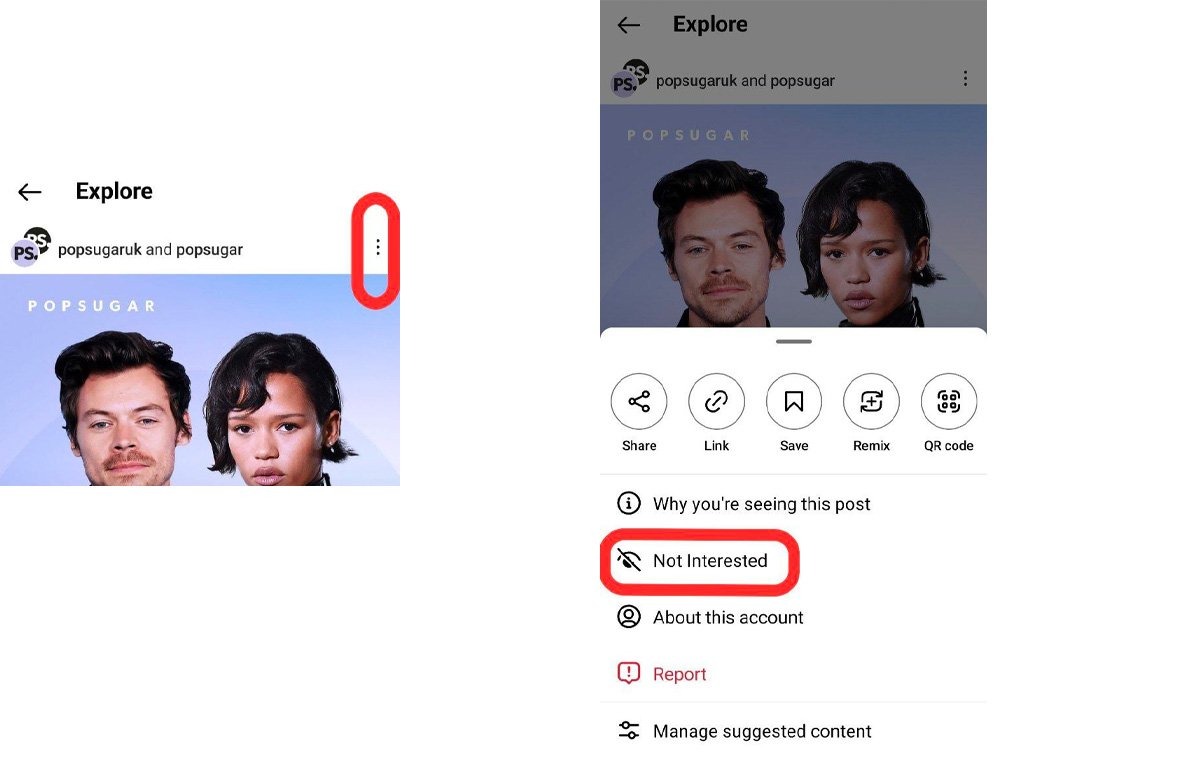 how to reset your instagram explore feed