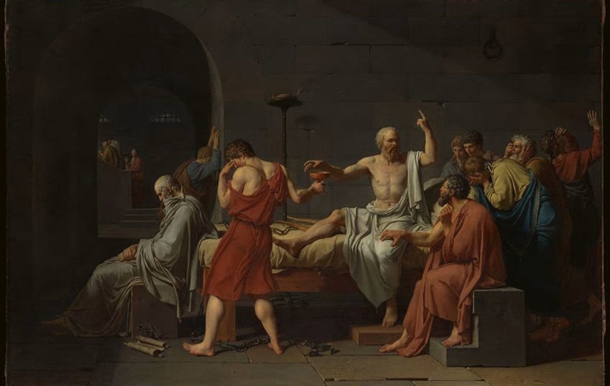 «مرگ سقراط» اثر ژاک-لویی داوید (1787)، فیلسوف یونانی