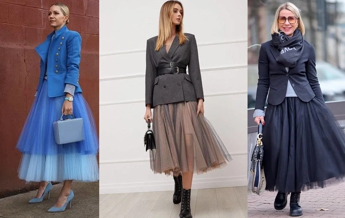 استایل با دامن پفی توری