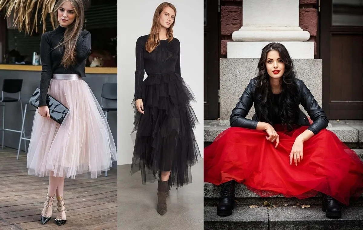 استایل با دامن پفی توری 