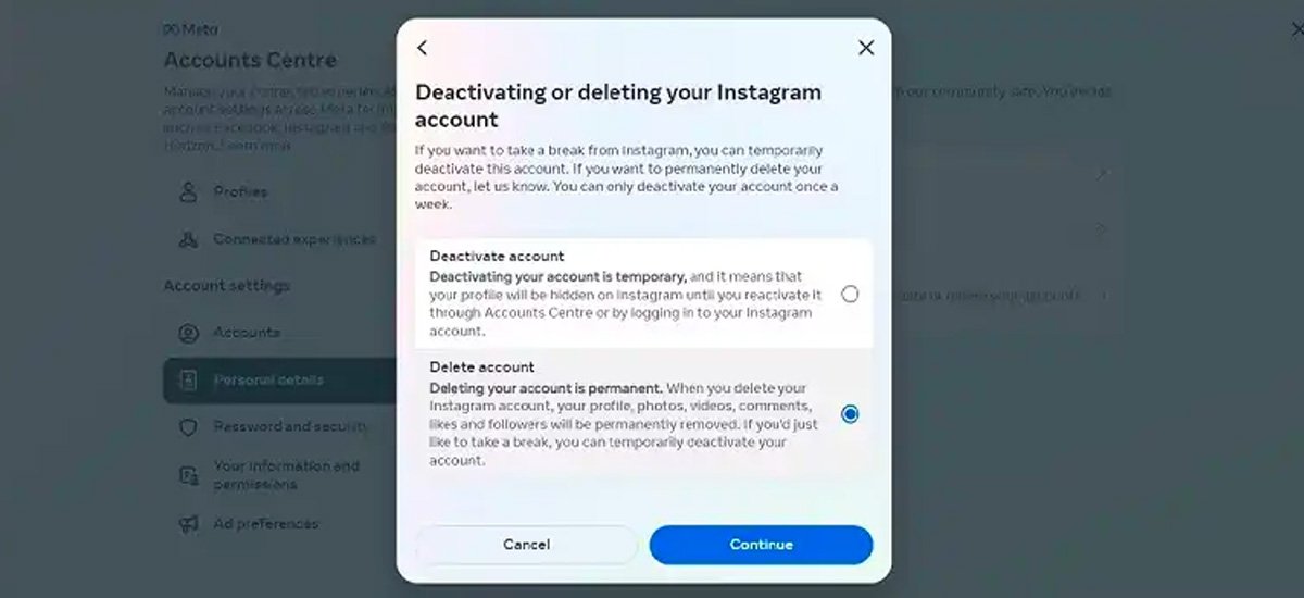 how to deactivate instagram account ۵