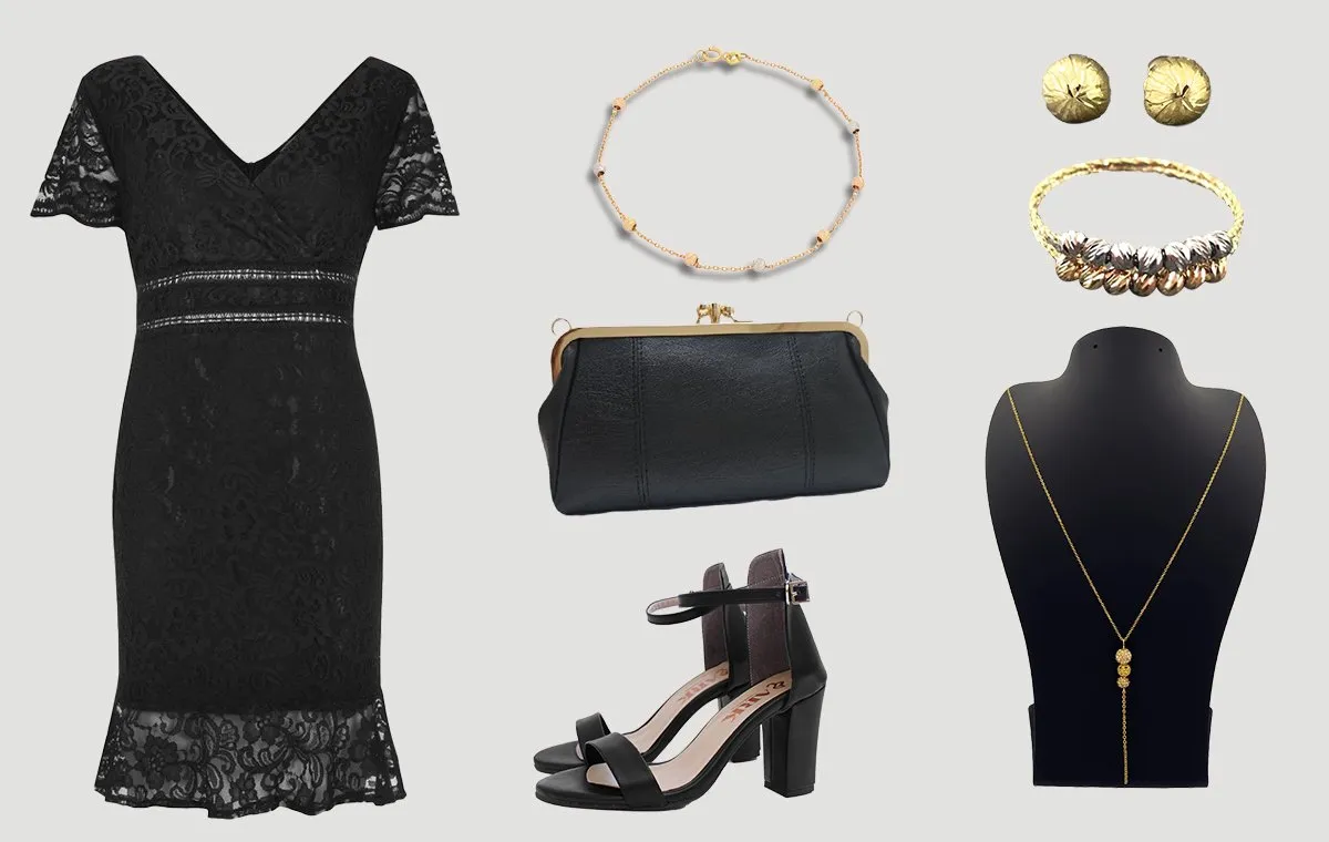 استایل پیراهن گیپور زنانه با ست جواهرات