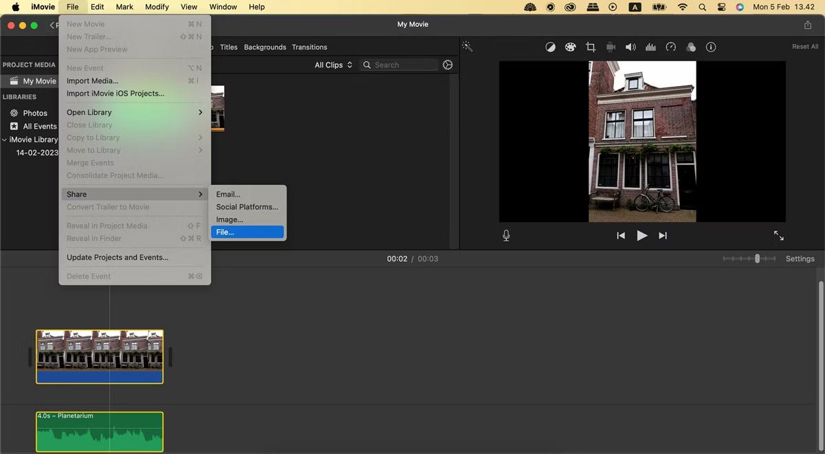 تنظیمات خروجی گرفتن از پروژه در iMovie
