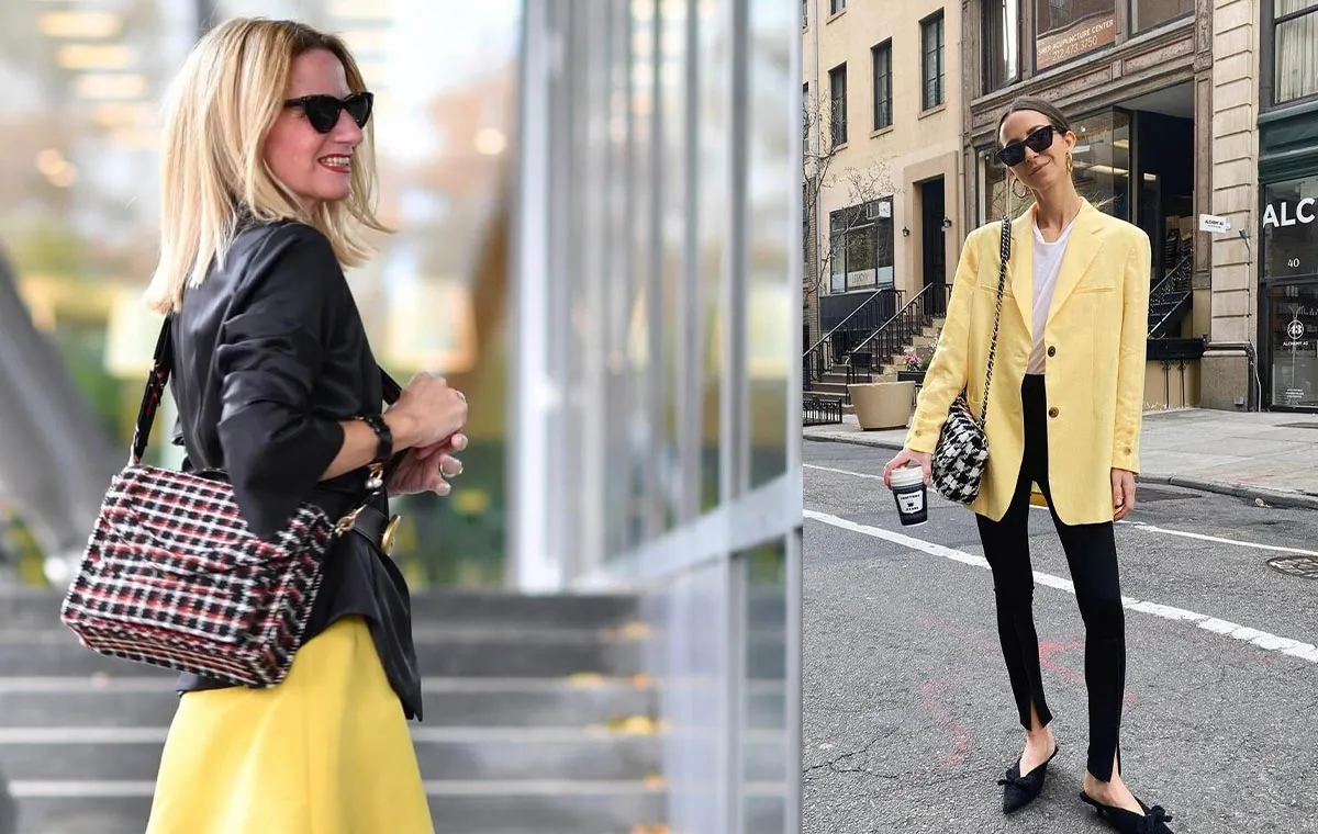 استایل زنانه با رنگ زرد پاستلی و مشکی