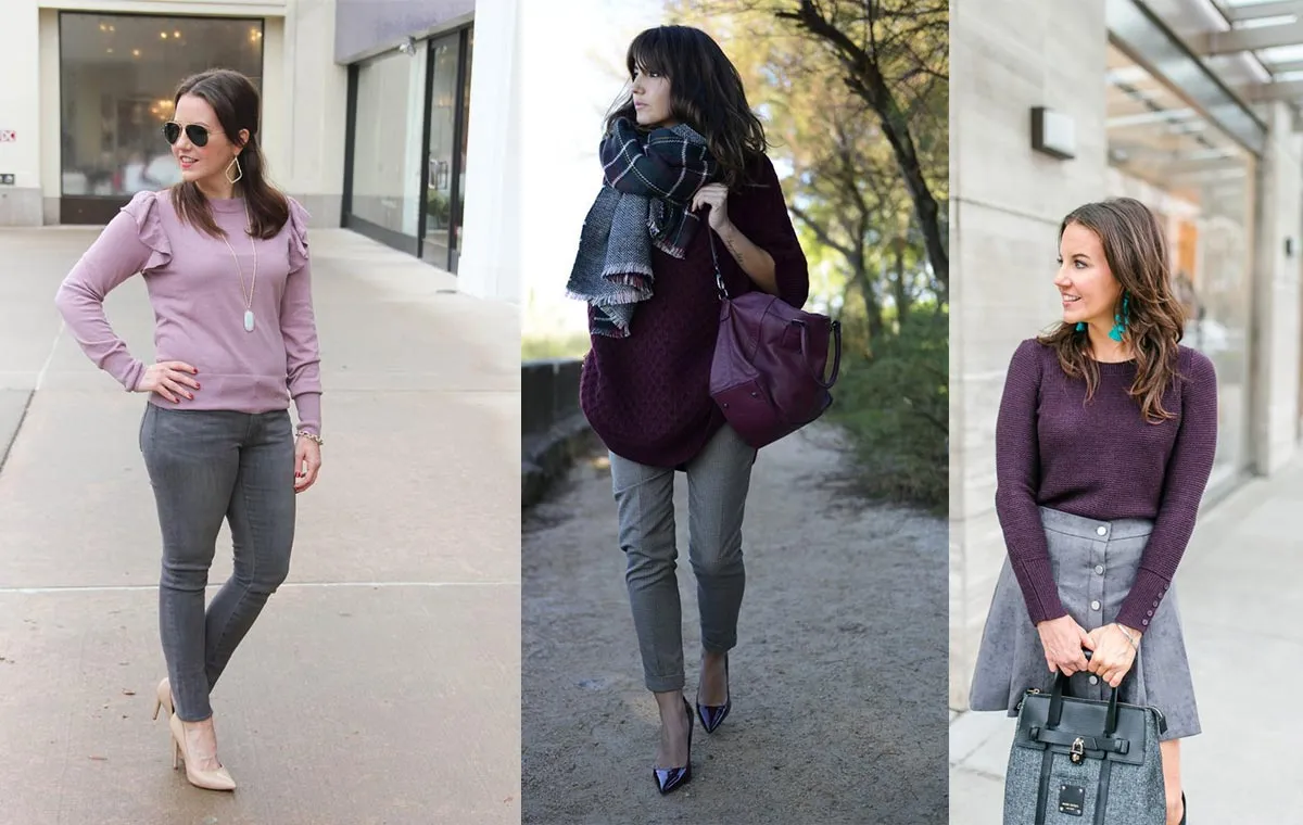 ترکیب بنفش و طوسی برای استایل زنانه