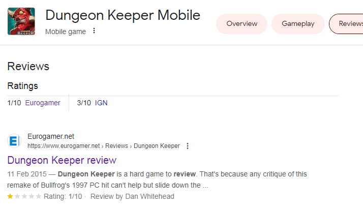 dungeon keeper mobile reviews