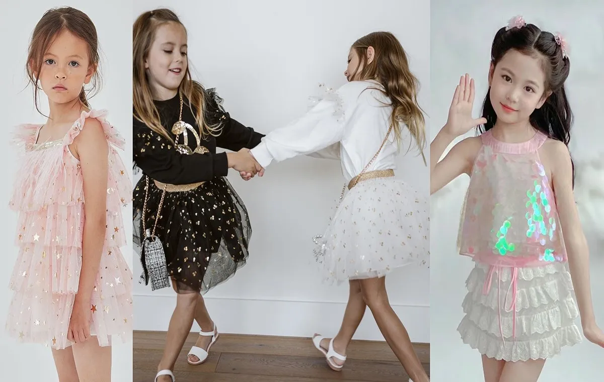 مدل لباس عید دخترانه با تاپ پر زرق و برق