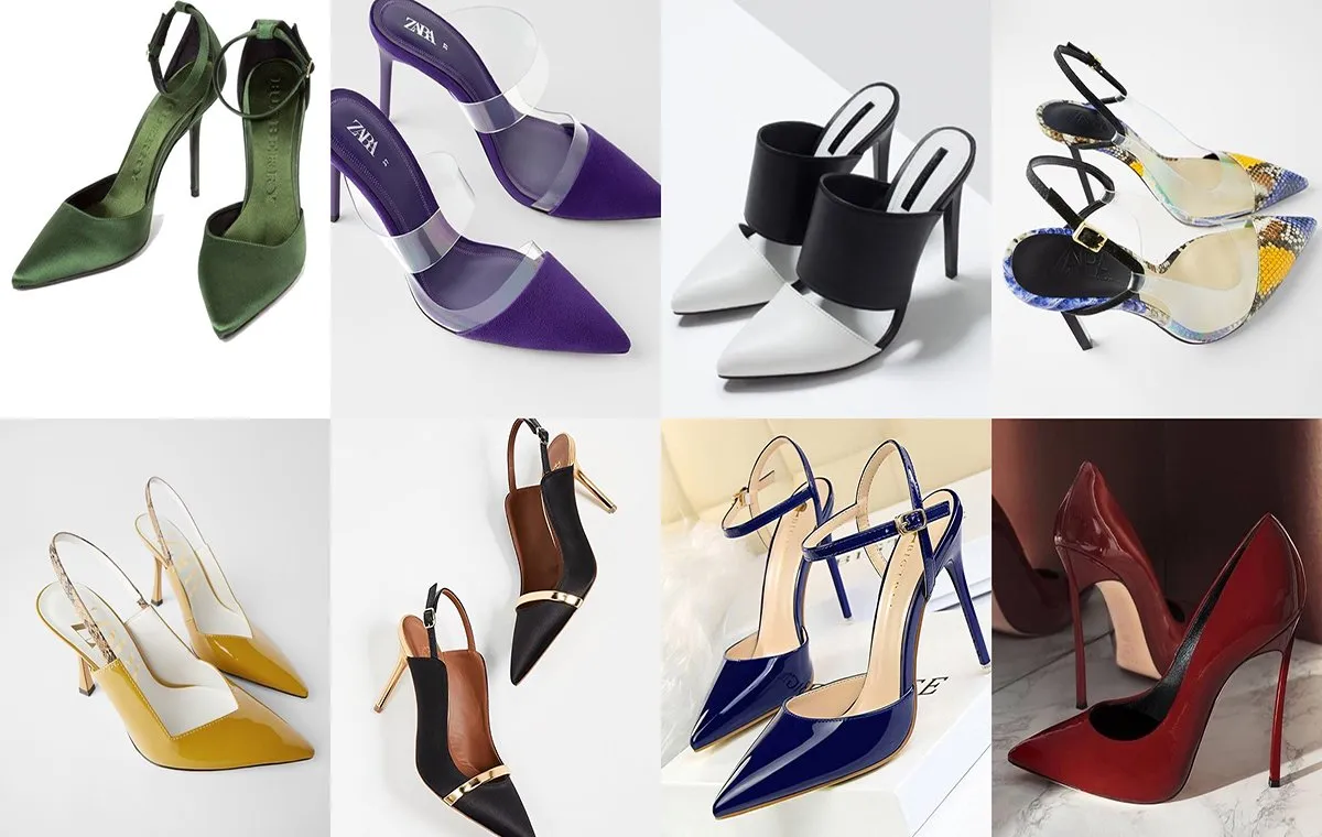 کفش های پاشنه بلند و نوک تیز مناسب برای شلوار بگ جین و پارچه ای زنانه