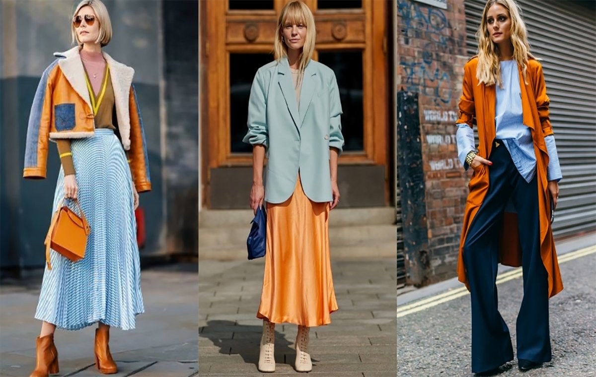رنگ‌های آبی و نارنجی برای ست کردن لباس