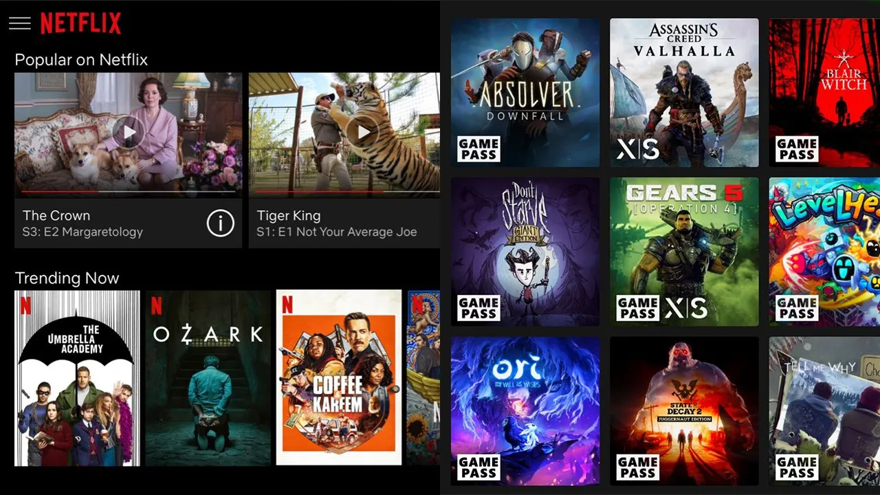 نت فلیکس در مقابل ایکس‌باکس گیم پس