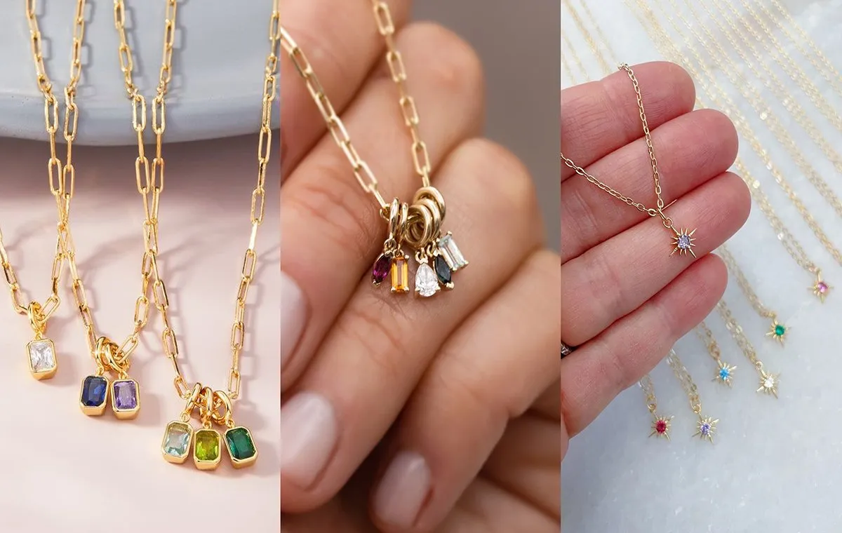 گردنبند با پلاک سنگ‌های قیمتی