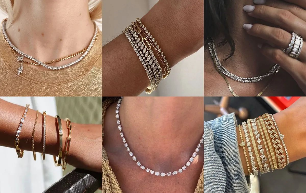 دستبند و گردنبند تنیسی الماسی