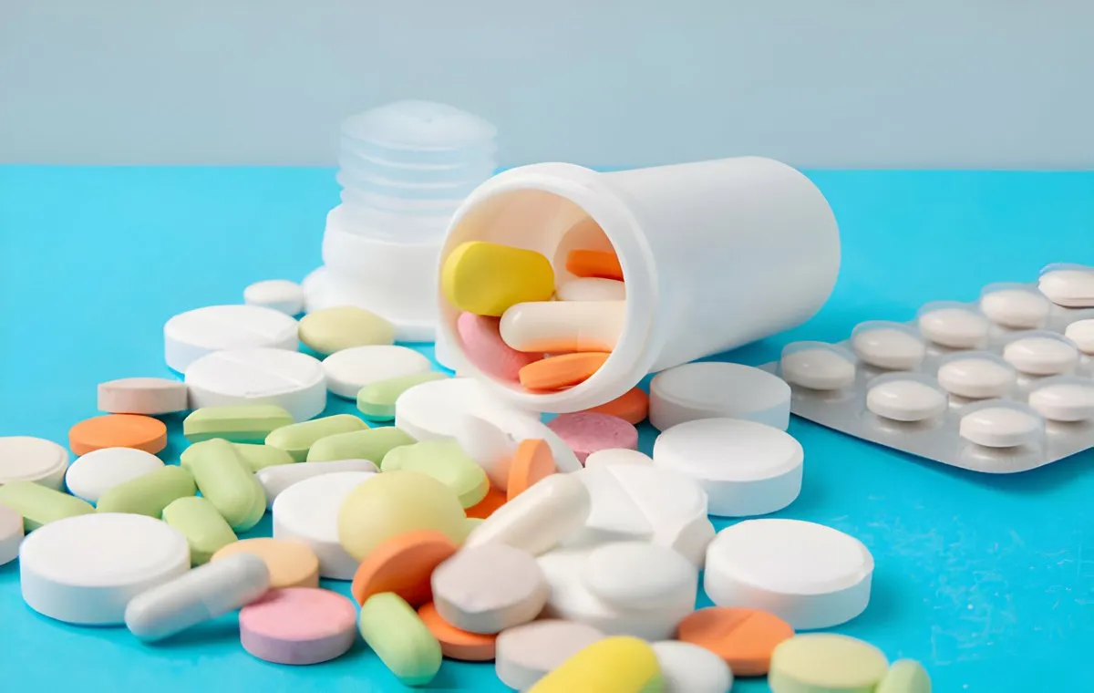 تعدادی قرص که از قوطی بیرون ریختهاند