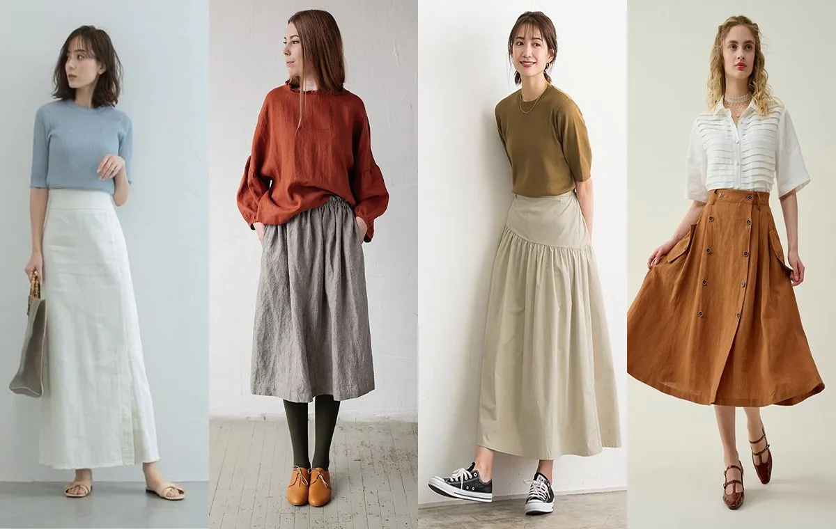 استایل با دامن لینن