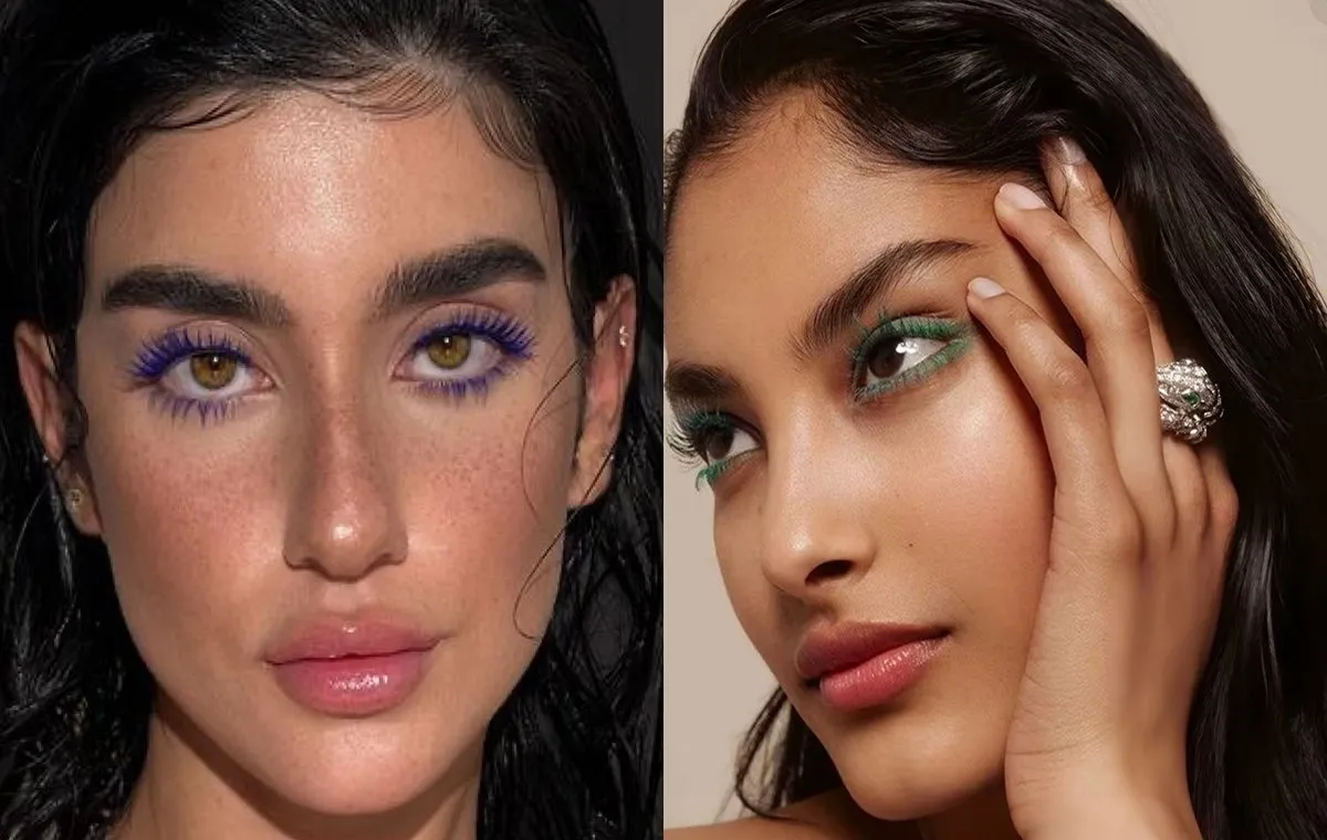 آرایش چشم با مژه‌های بلند و رنگی