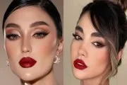 مدل آرایش با رژ قرمز