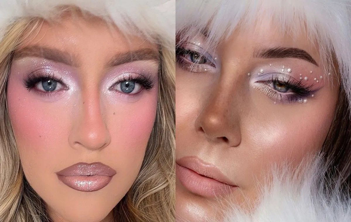 چشم‌های درخشان با سایه‌ی شاین سفید یا نقره‌ای