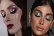 آرایش لب و چشم متالیک