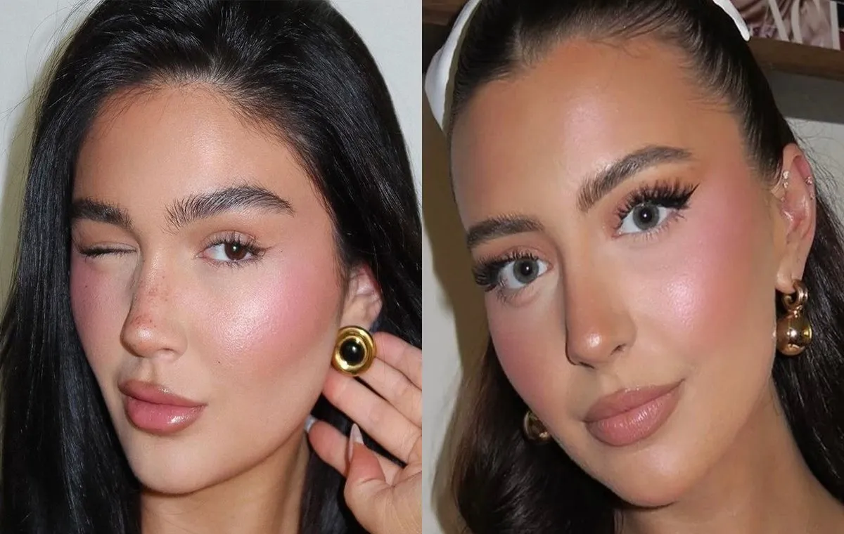 آرایش عید با رژ گونه صورتی