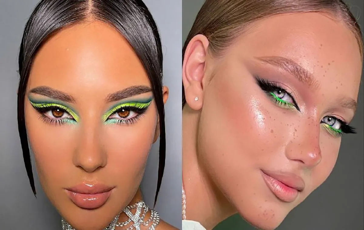 خط چشم سبز برای آرایش شب عید