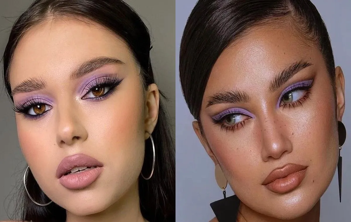 آرایش چشم با رنگ یاسی