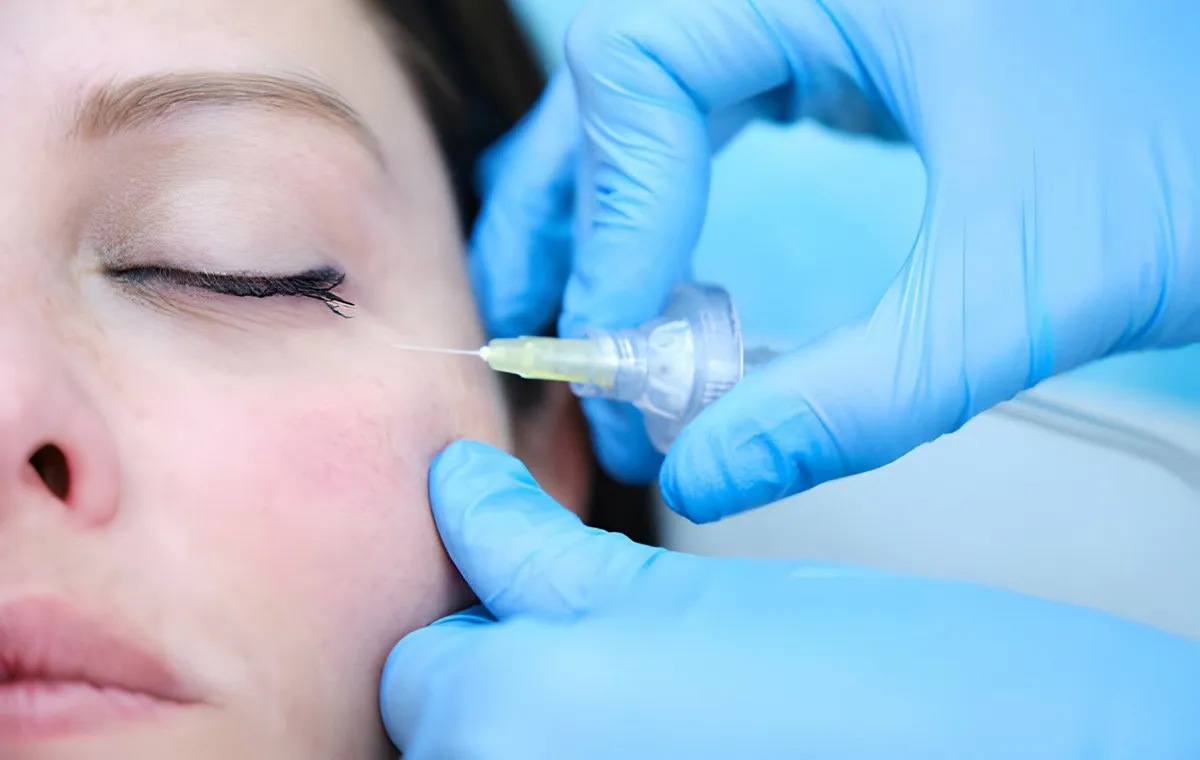 یک زن جوان کربوکسی تراپی در فیشیال انجام میدهد