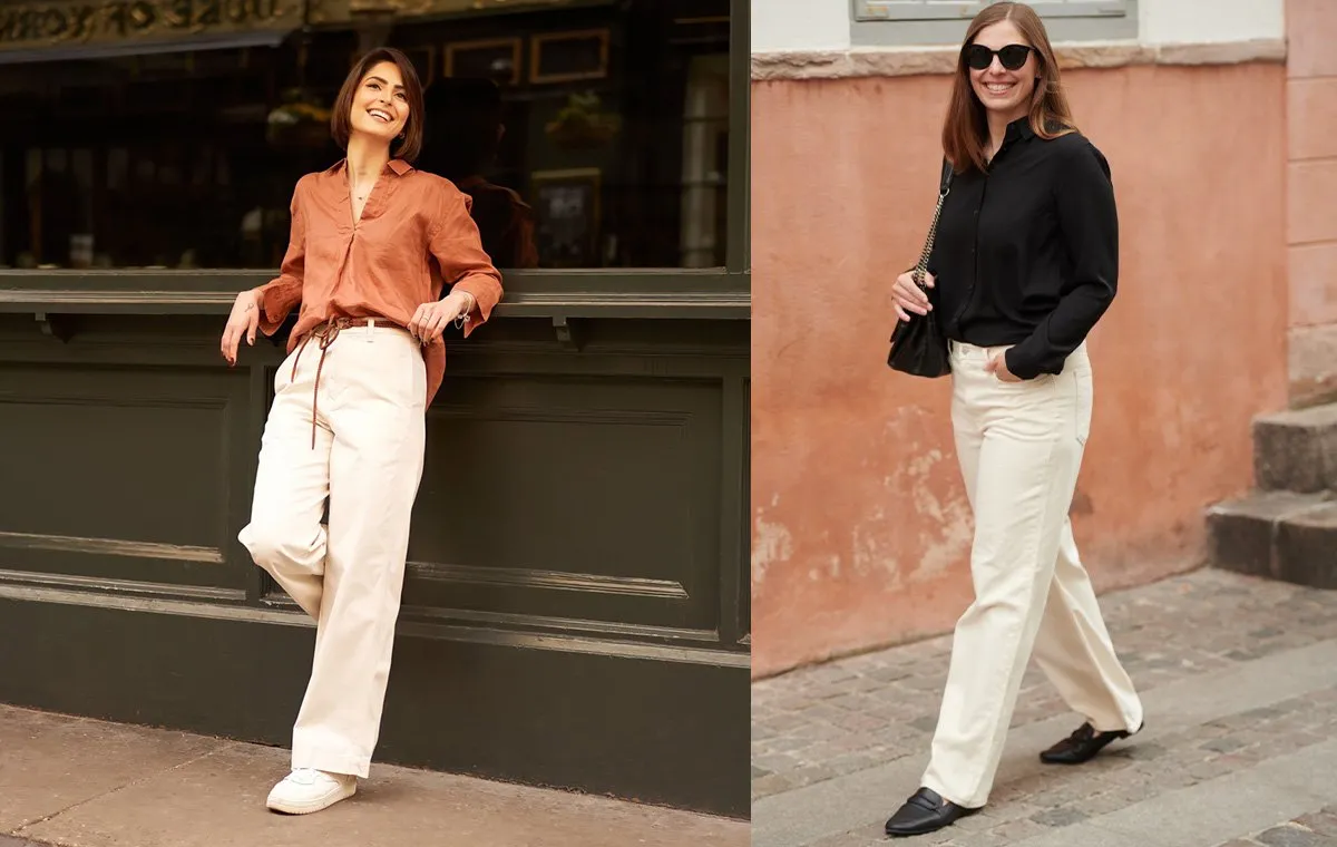 ترکیب شلوار نیم بگ با تاپ و شومیز