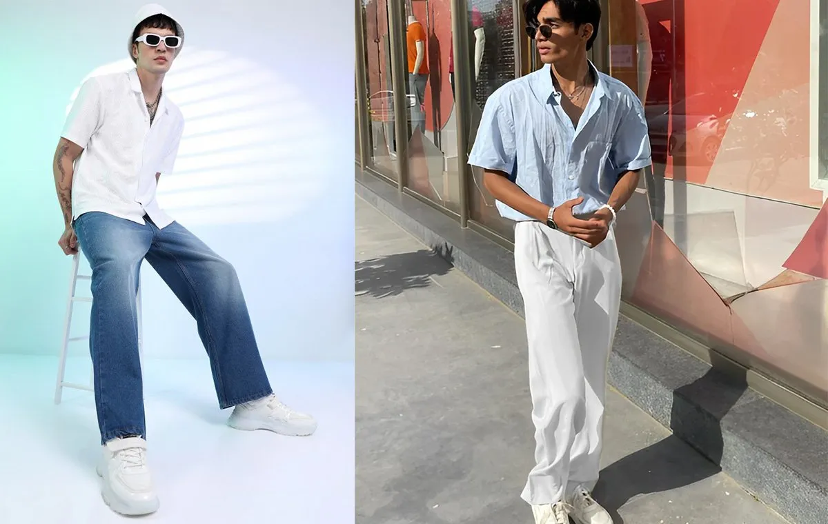 استفاده از پیراهن سفید در ست با شلوار نیم بگ مردانه