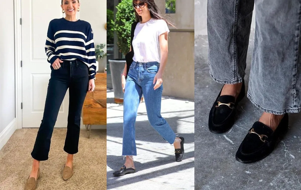 جین واید لگ با کفش کالج