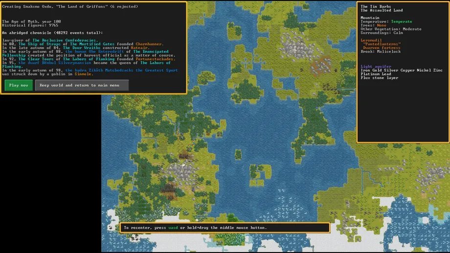 دژ دورفها چیست؟ یک بازی غیرقابلتوصیف، ولی ما تلاشمان را میکنیم 2. Dwarf Fortress world generation - دژ دورفها چیست؟ یک بازی غیرقابلتوصیف، ولی ما تلاشمان را میکنیم